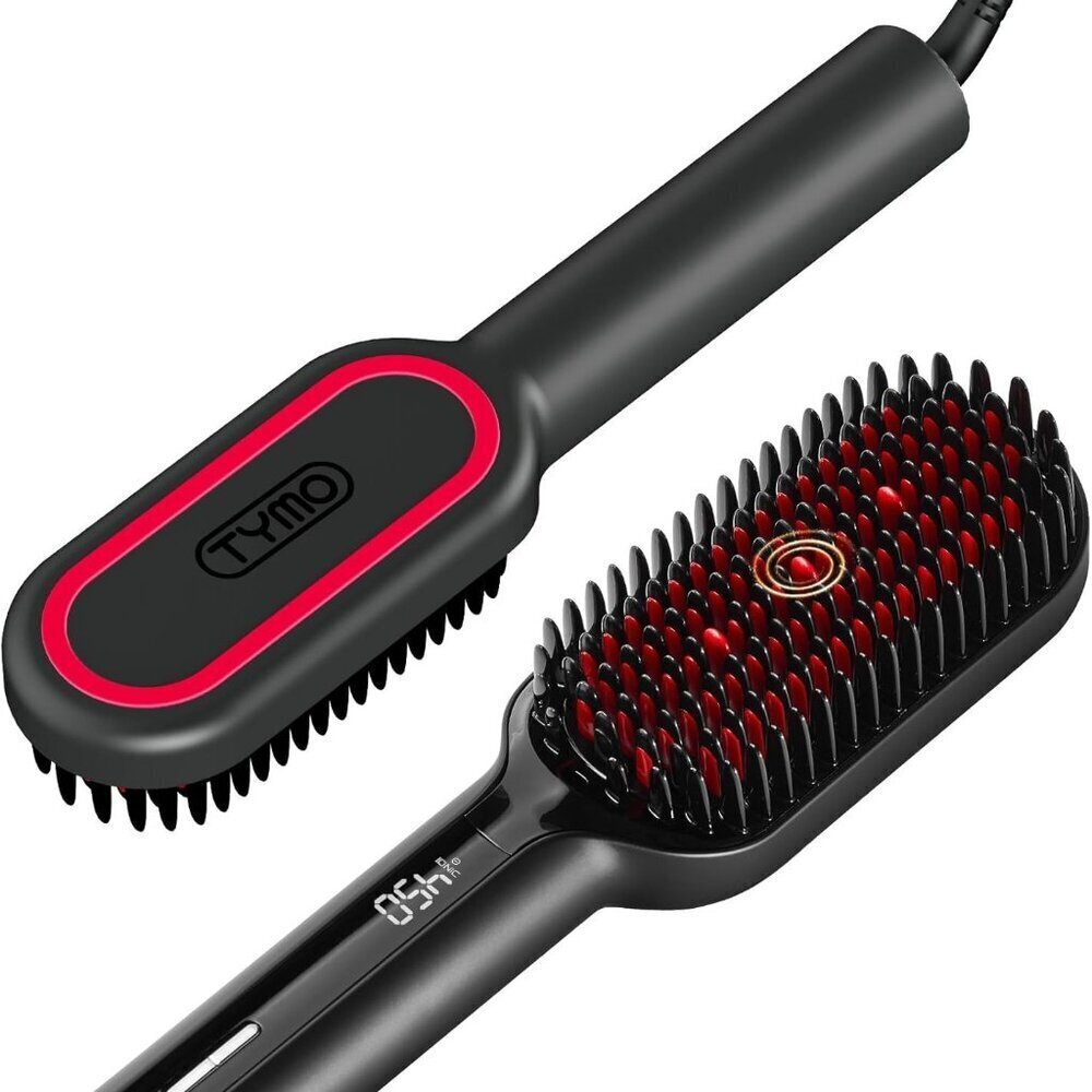 Hair Straightener Brush Ionic Ceramic Dual Voltage Flat Iron for Thick Curly Hai